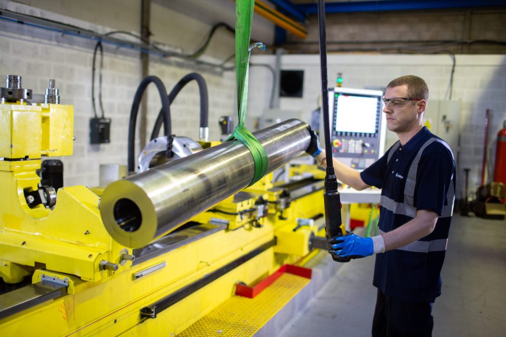 In-house machining developed, adding first-stage machining, deep-hole boring and complete piping packages.